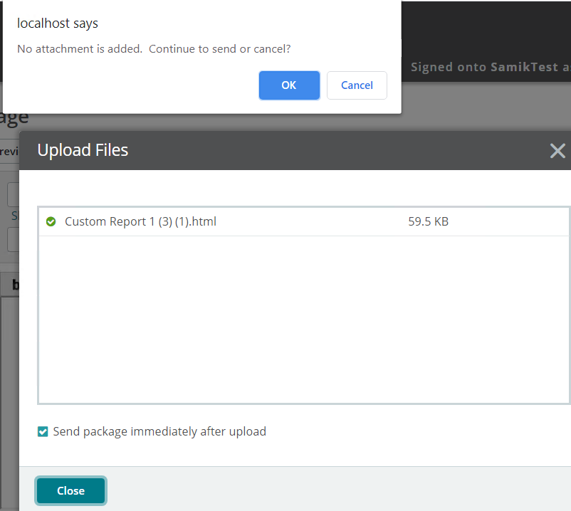 Unexpected popup warning when sending an ad hoc message through MoveIt ...