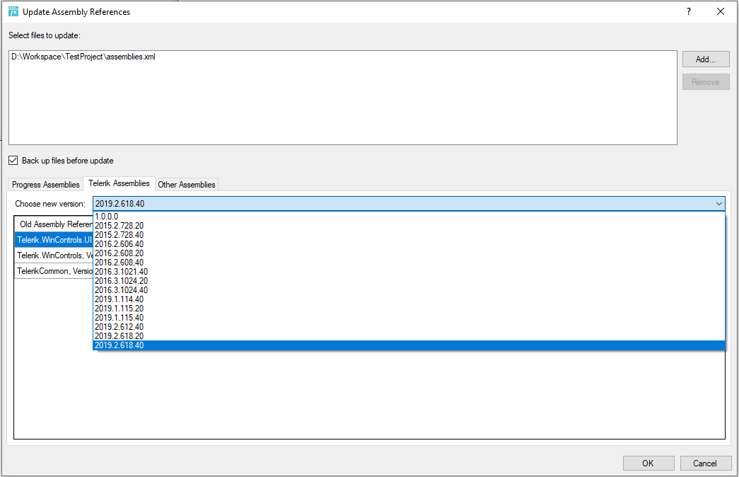 Update Assembly References tool chooses latest installed Telerik ...