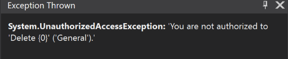 Unauthorized Access Exception
