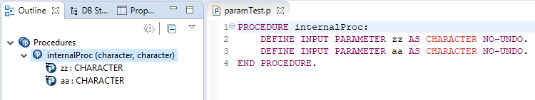 PDSOE Outline View with Internal Procedure