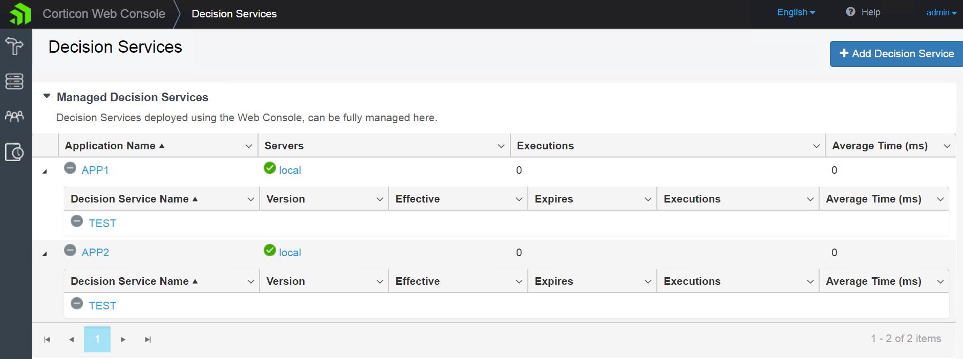Identical Decision service names