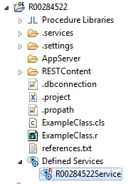 Service selected in Project Explorer
