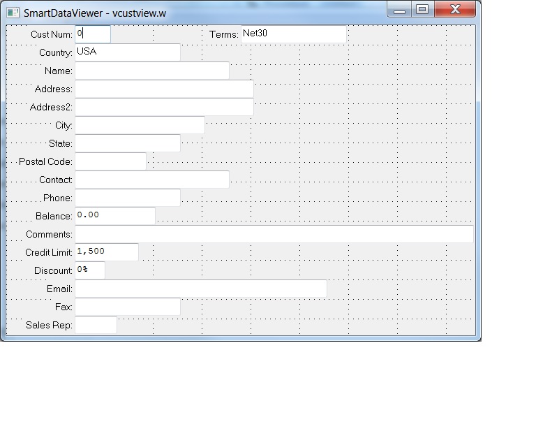 Shows the master of a SmartDataView for the sports2000's Customer table