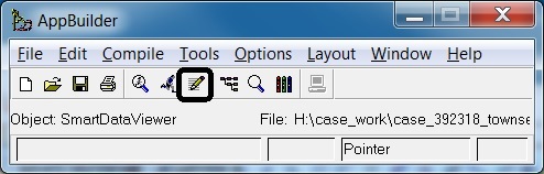 Displays the AppBuilder toolbar with the section editor icon circled