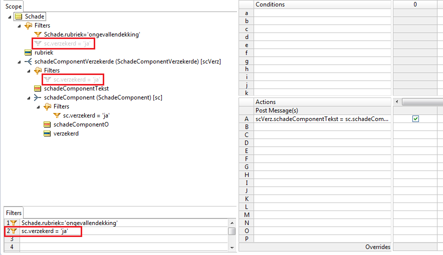 Rulesheet showing filter enabled as precondition but disabled in the scope