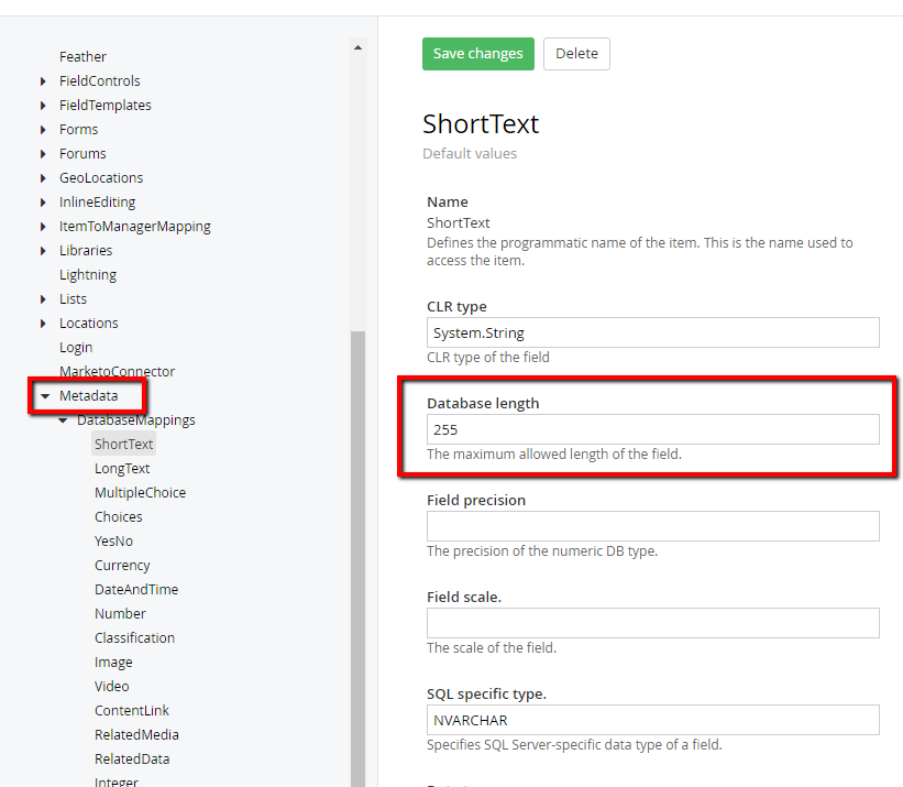 Db Length settings