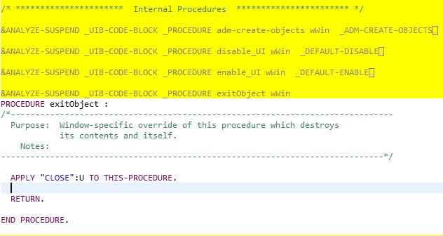 AppBuilder perspective, before entering comment