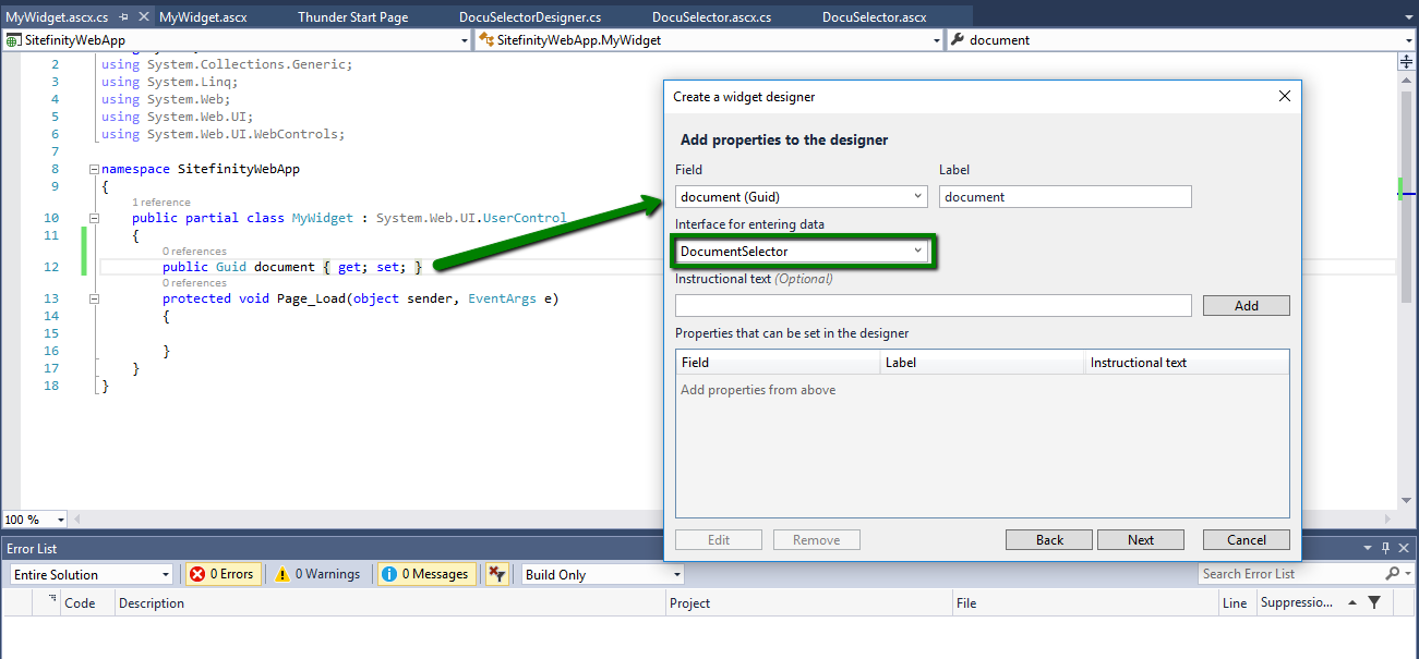 Document selector on custom web forms widget designer - Progress Community