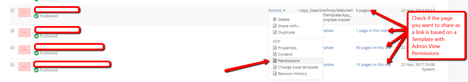 Page Templates Backend Page