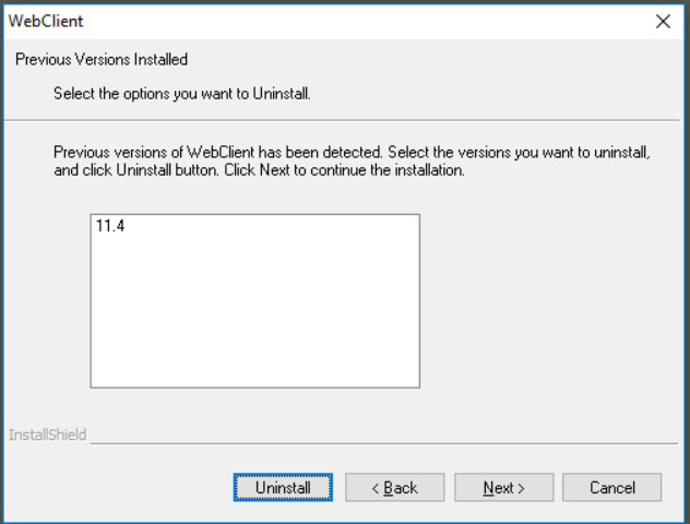 Webclient Installation Dialog