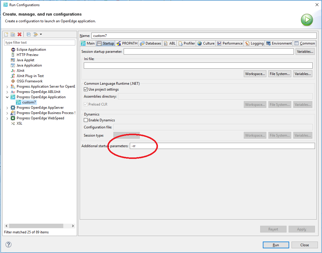 Using -rr with Developer Studio Run Configuration raises error 471, 473 ...