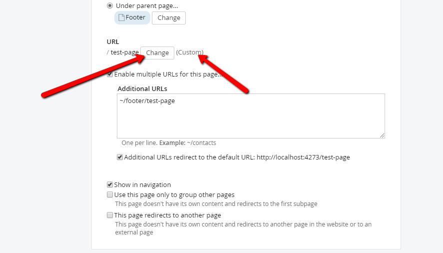 Custom URL for a Page