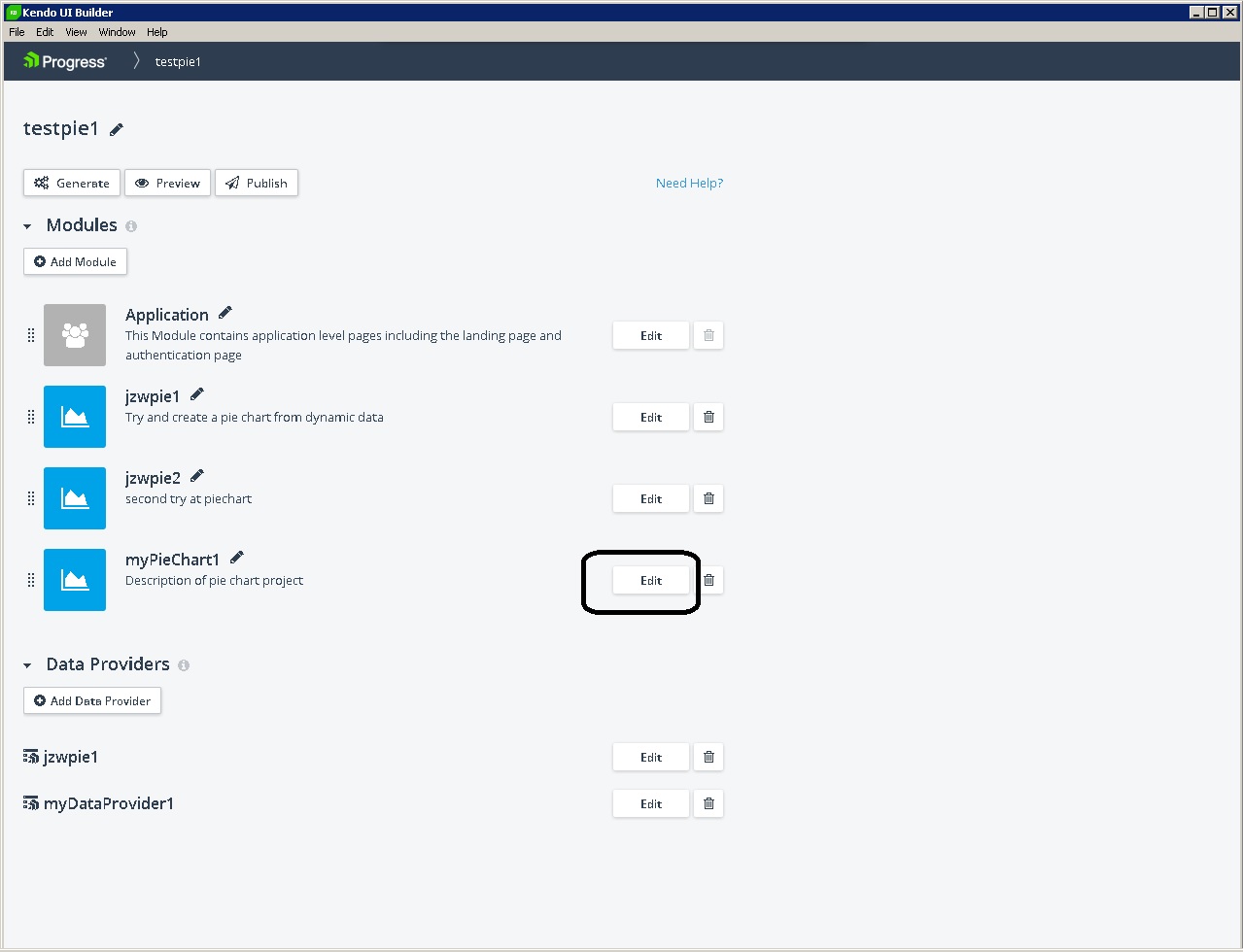 Shows the edit module button