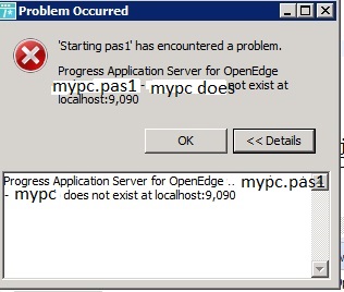 Show error window containing error text