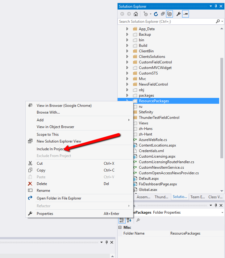 Where is the ResourcePackages folder located in and how to include it