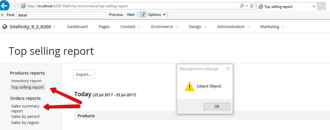 Ecommerce Reports IE Issue