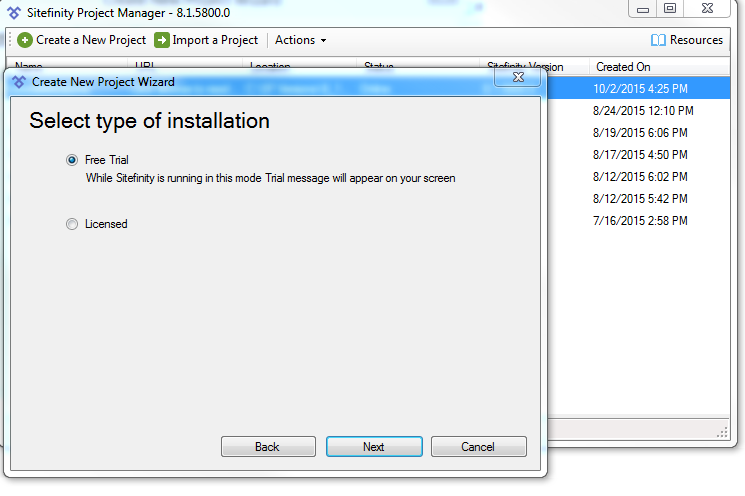 Select type of installation