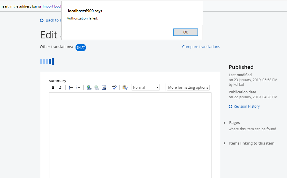Module builder: Authorization Failed popup when publishing - Progress ...