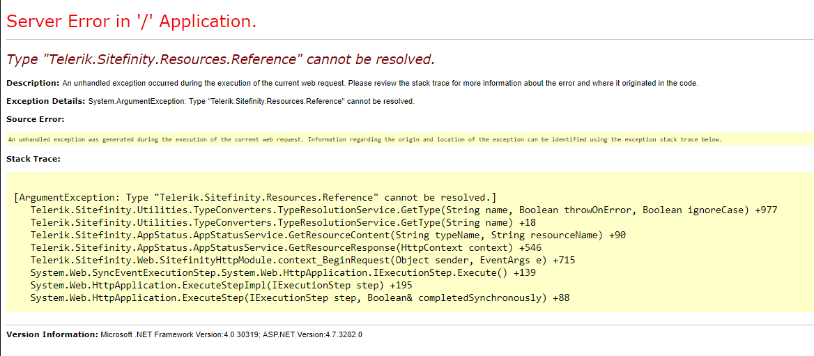 An error is thrown in the browser console about angular missing ... image.