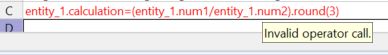 Invalid Operator Call Round