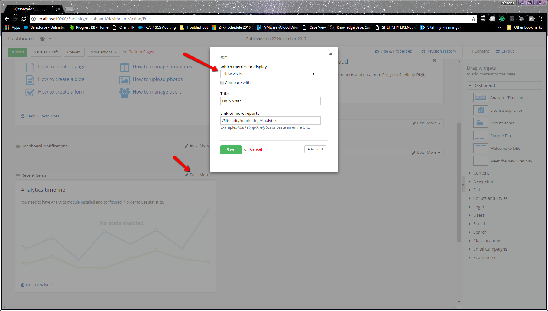 Dashboard Analytics widget no longer shows data after upgrade to 10.2 ...