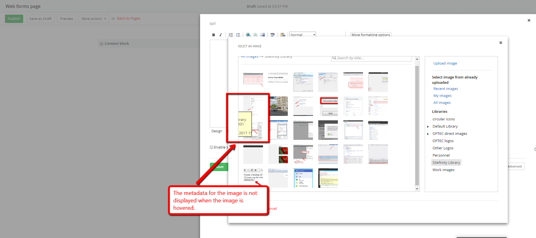 Image Selector Image Metadata Issue