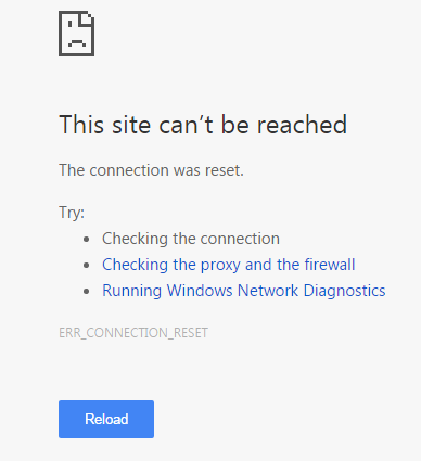 Error page in Chrome