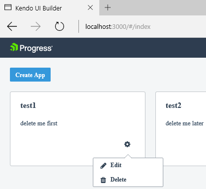KUIB app card with drop-down menu