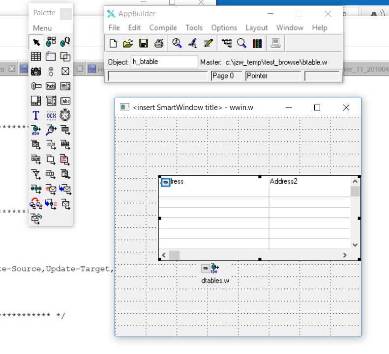 Shows AppBuilder with a browse on a window.