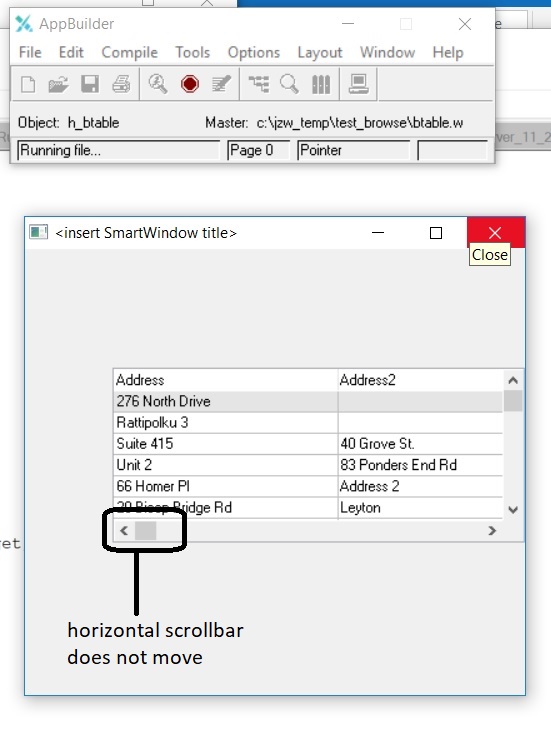 Horizontal scrollbar on browse widget not working - Progress Community