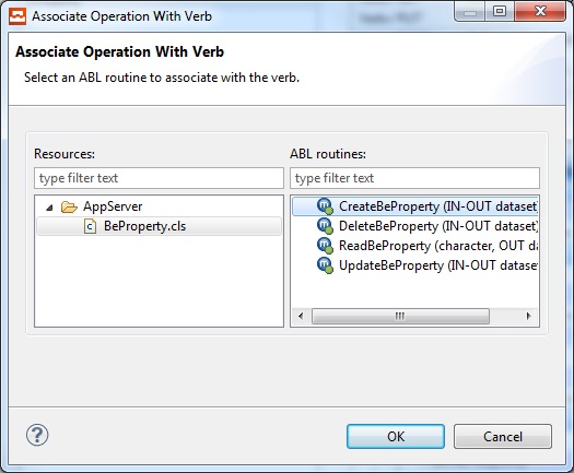 Associate Operation With Verb dialog