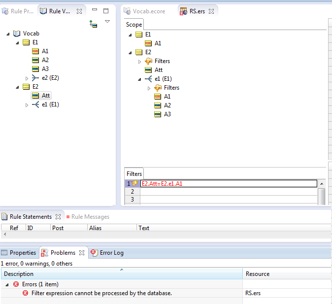 Screenshot of rulesheet showing the error
