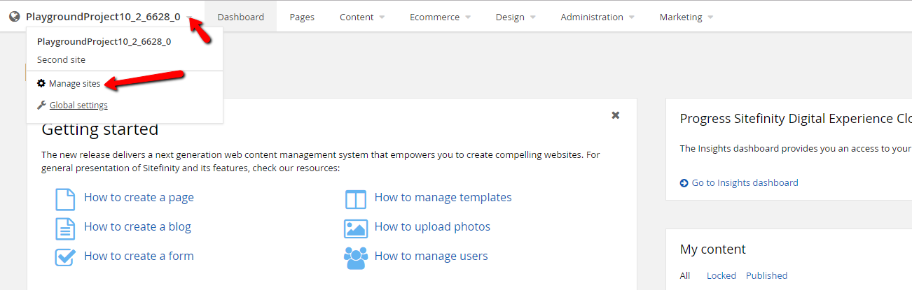 Manage Sites