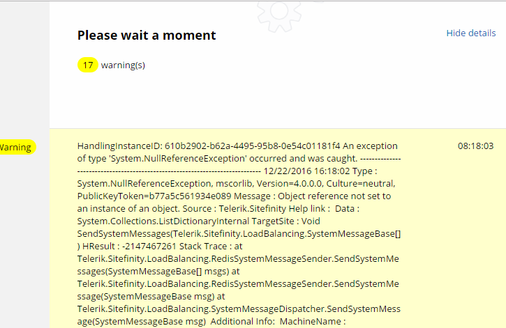 Redis Cache Warnings On Startup