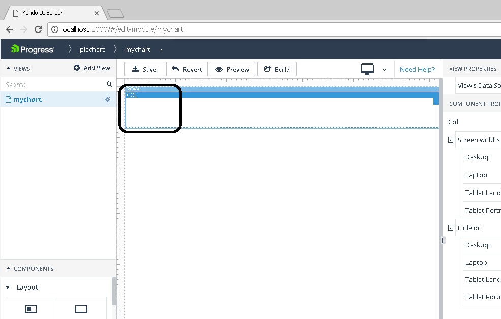 Show the results of adding the Blank View