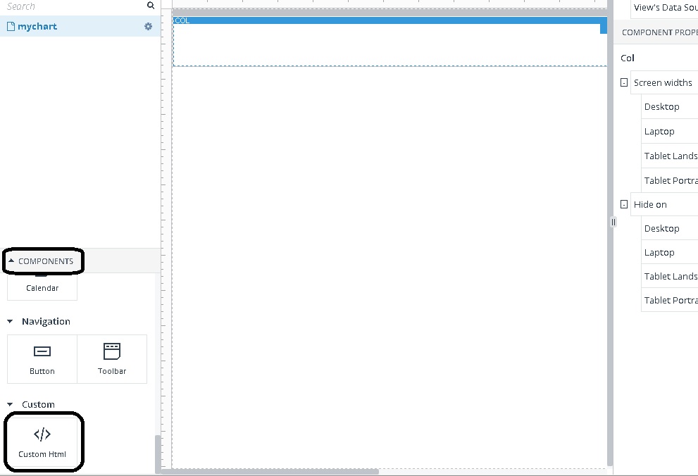 Shows how to select the Custom Html component