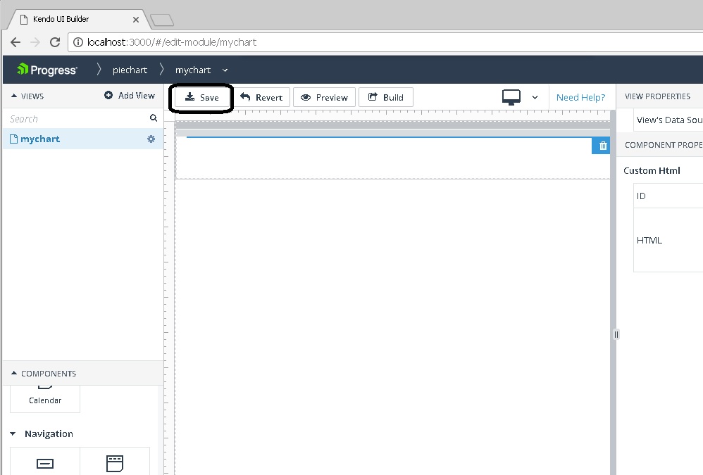 Shows the save button to click after updating the custom Html