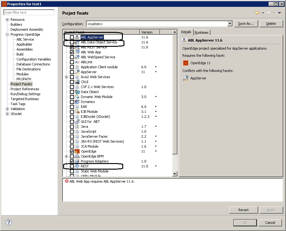 Clear the Data Object, REST and ABL AppSerevr check boxes