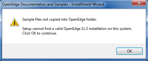 OpenEdge 11.3 Installation of documentation and samples fails with ...