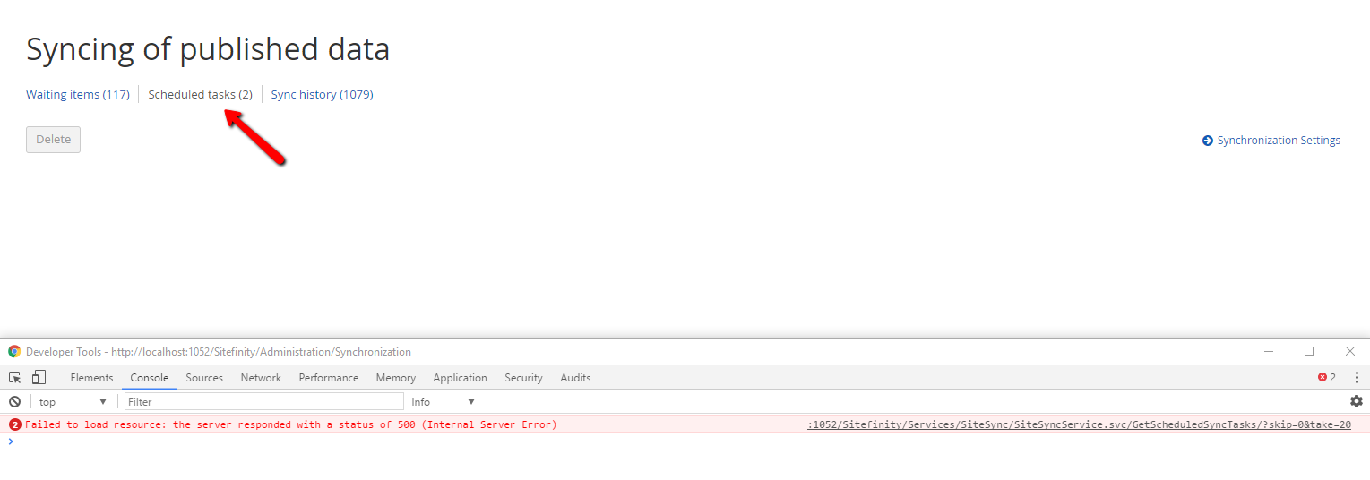 Scheduled tasks tab error