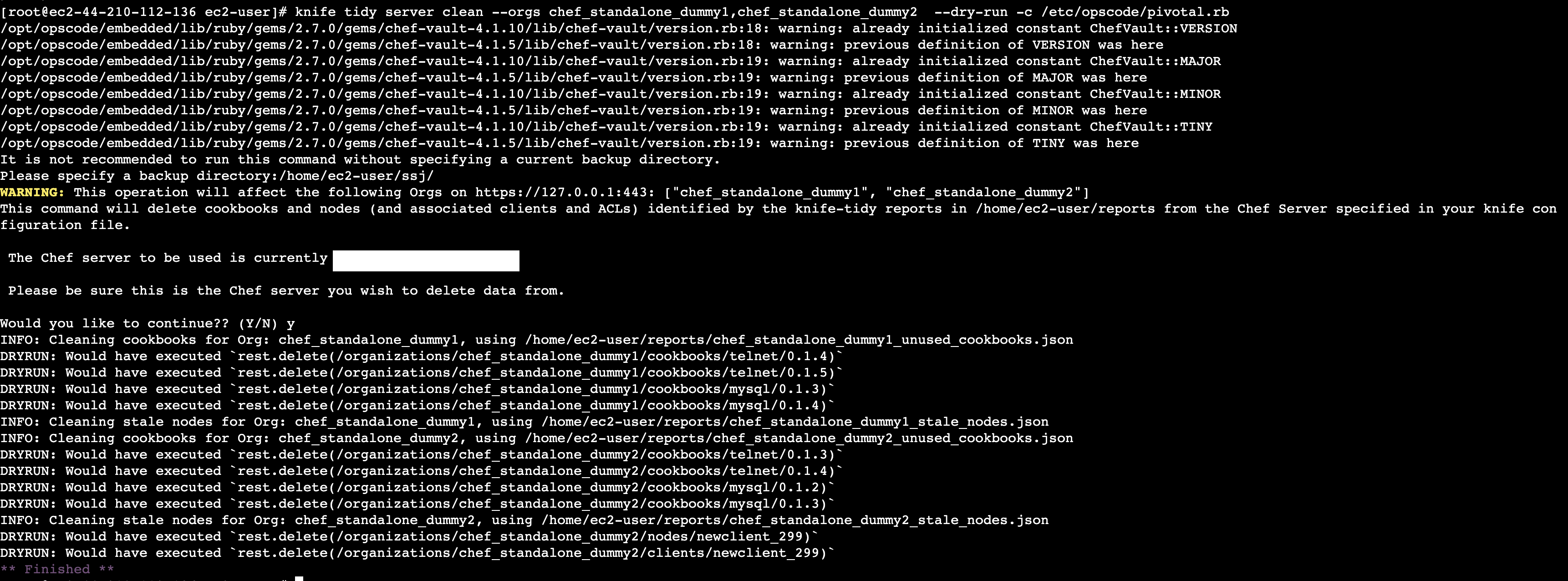 Clean up stale nodes in Chef Infra server using knife tidy Progress
