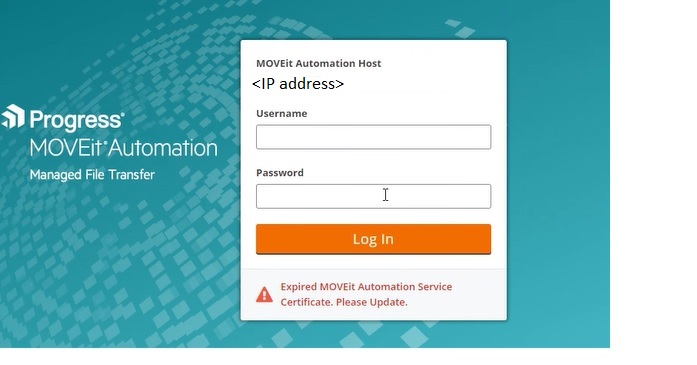 shows the error message when logging into web admin