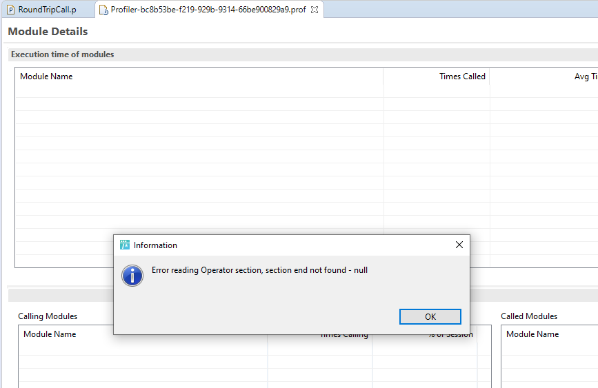 PASOE generated profiler .prof file cannot be read by Developer Studio ...