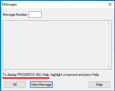 The Procedure Editor help dialog refers to 'PROGRESS 4GL' when it ...