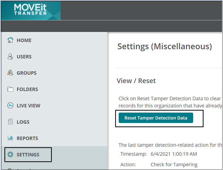 How to reset tamper detection in MOVEit Transfer (DMZ)? - Progress ...