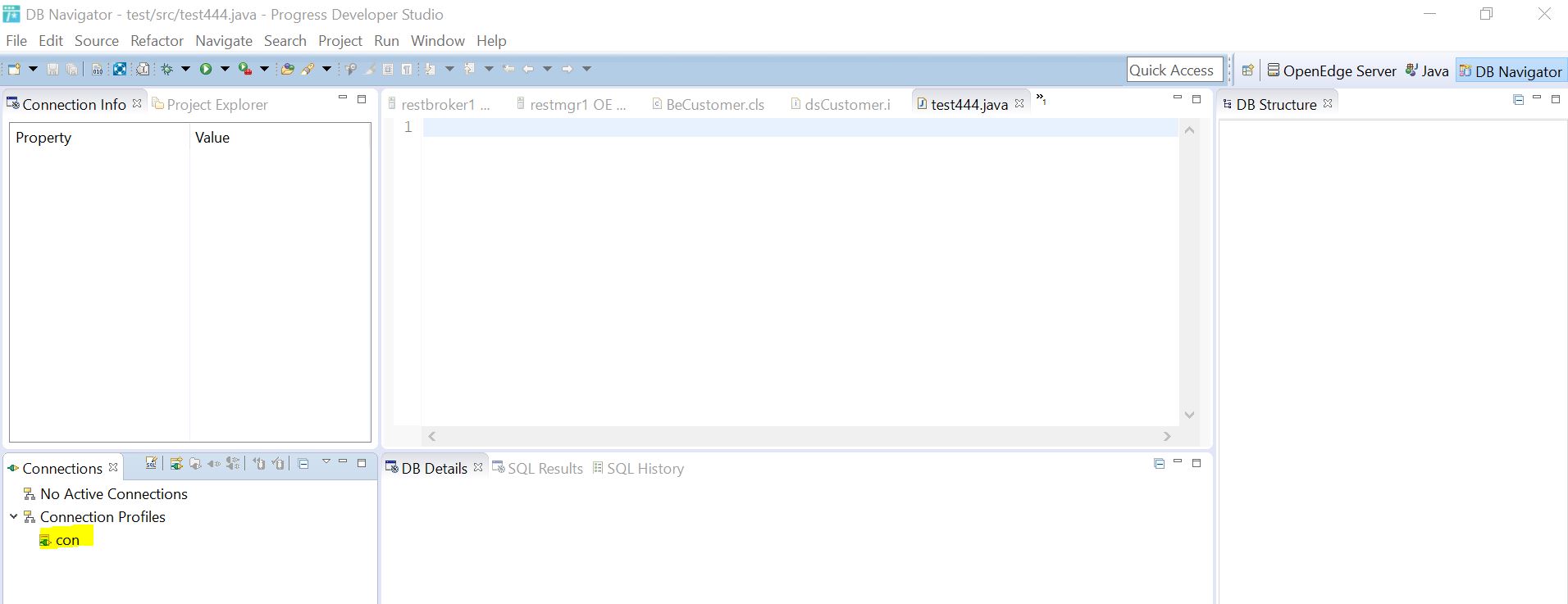Databases do not appear in the DB Structure section in Progress ...