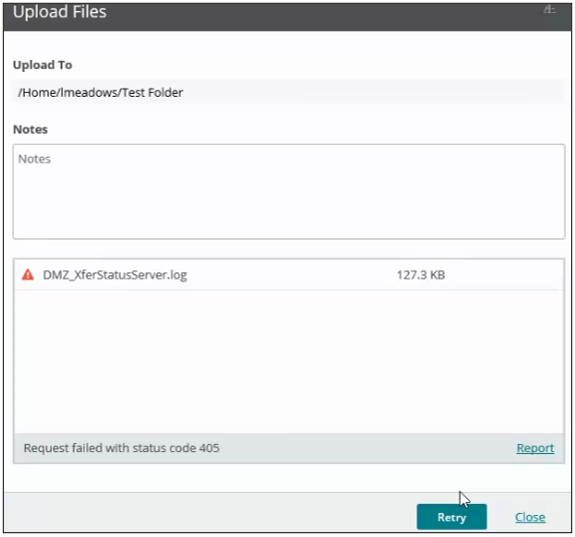 MOVEit Transfer - Upload Error (Request failed with status code 405 ...