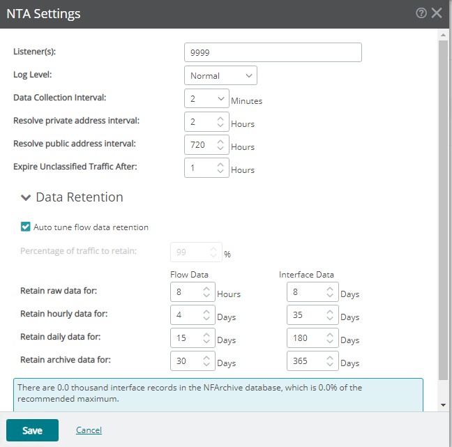 NTA Settings by default