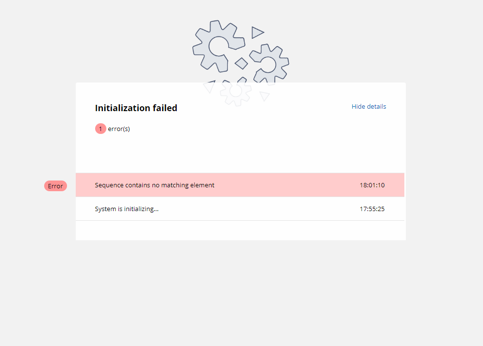  sequence contains no matching element on site initialization
