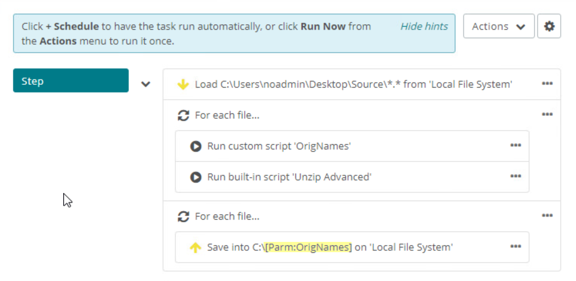 Unzip advanced test script.